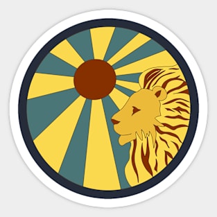 Retro Lion in the Suns Rays Sticker